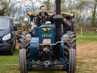 Ein alter Bulldog mit seinem stolzen Besitzer