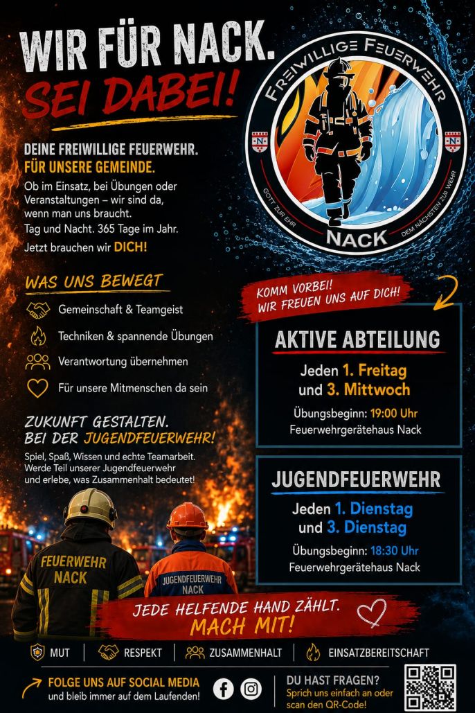 Plakat zur Mitgliederwerbung der Freiwiliigen Feuerwehr
