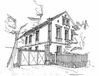 Skizzenzeichnung eines Hauses